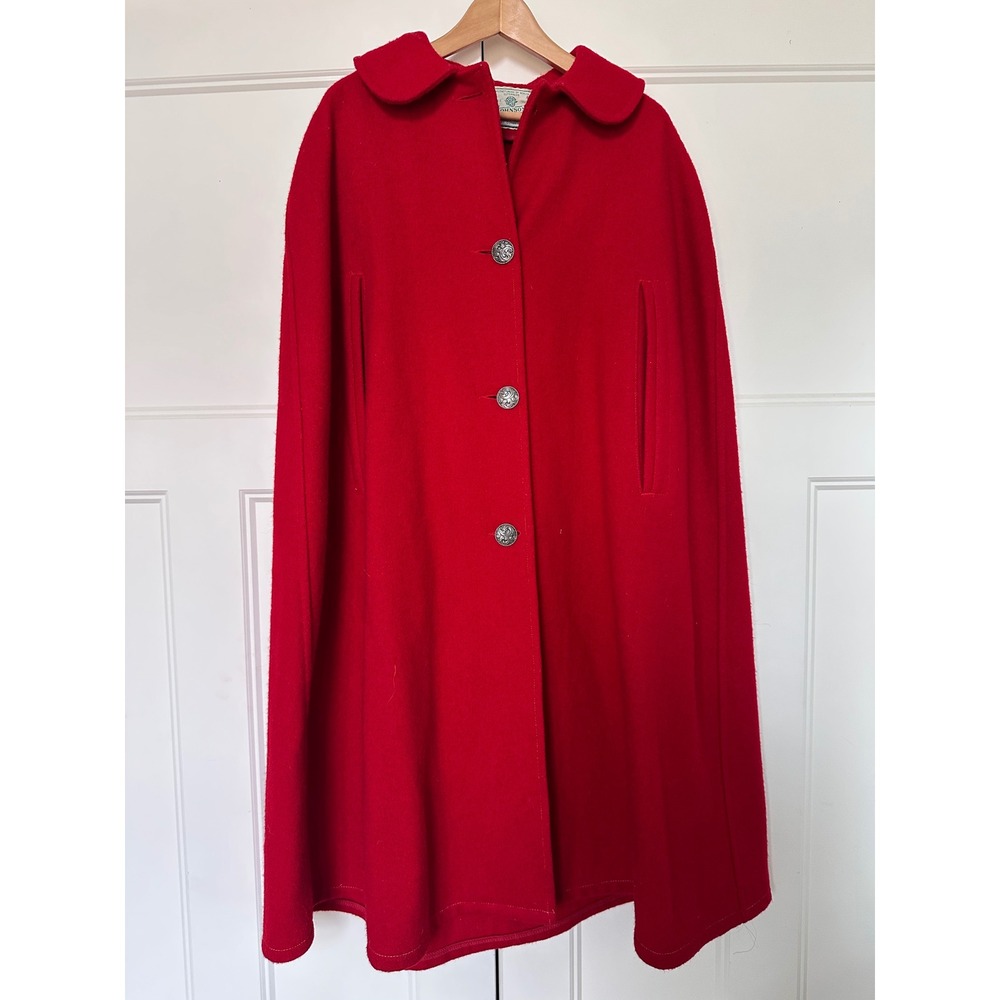 Vtg Johnson Woolen Mills Cape Womens Wool Tinn Per Norway Buttons USA Made